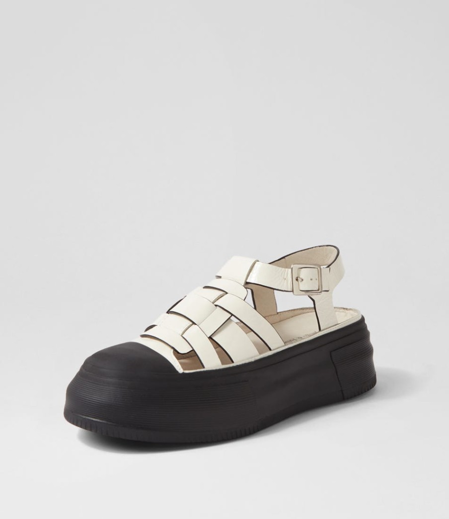 DJANGO & JULIETTE Askery Off White Black Patent Leather Sneakers | Sneakers