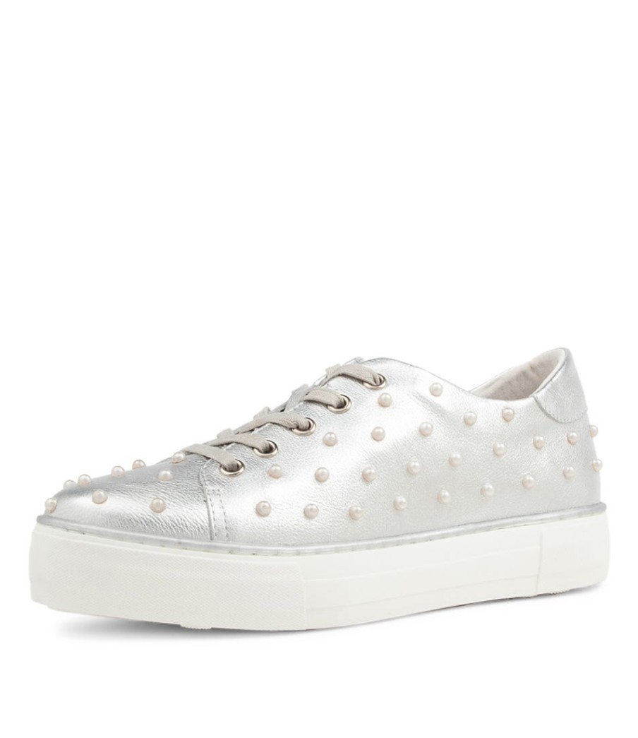 DJANGO & JULIETTE Faif Silver Leather Sneakers | Sneakers