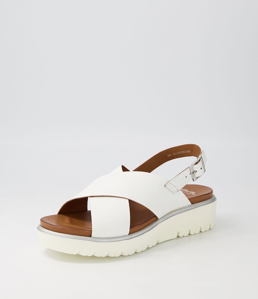 ARA Bilbao 02 White Leather Sandals | Comfort