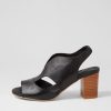 DJANGO & JULIETTE Sunnier New Black Natural Heel Leather Sandals | Heels