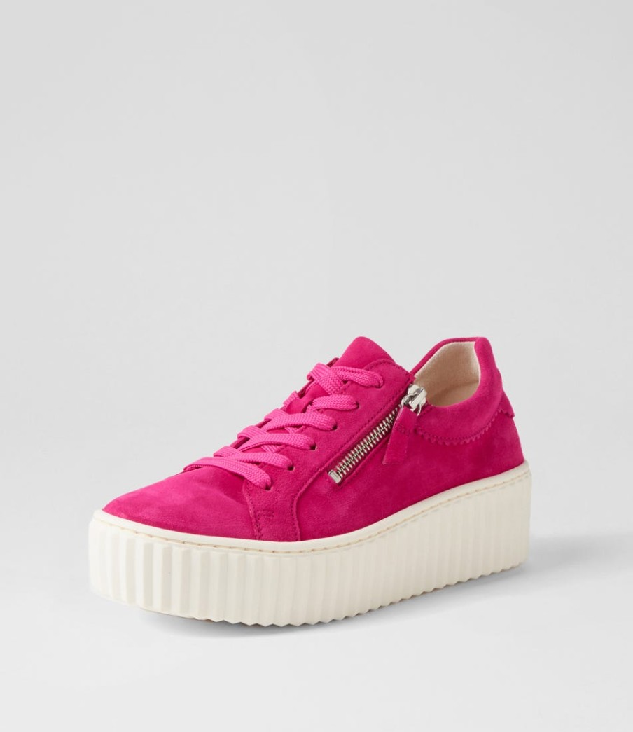 GABOR Carmelia Pink Suede Sneakers | Comfort