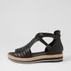 DJANGO & JULIETTE Accra Lrg Black Leather Espadrilles | Espadrilles