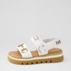 DJANGO & JULIETTE Saga White Leather Sandals | Wedges