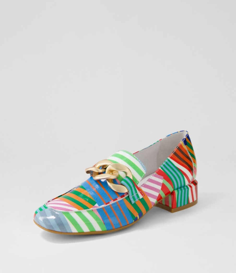 DJANGO & JULIETTE Vivandy Stripe Multi Patent Leather Heels | Loafers