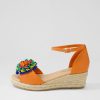 DJANGO & JULIETTE Savea Bright Orange Leather Suede Espadrilles | Espadrilles