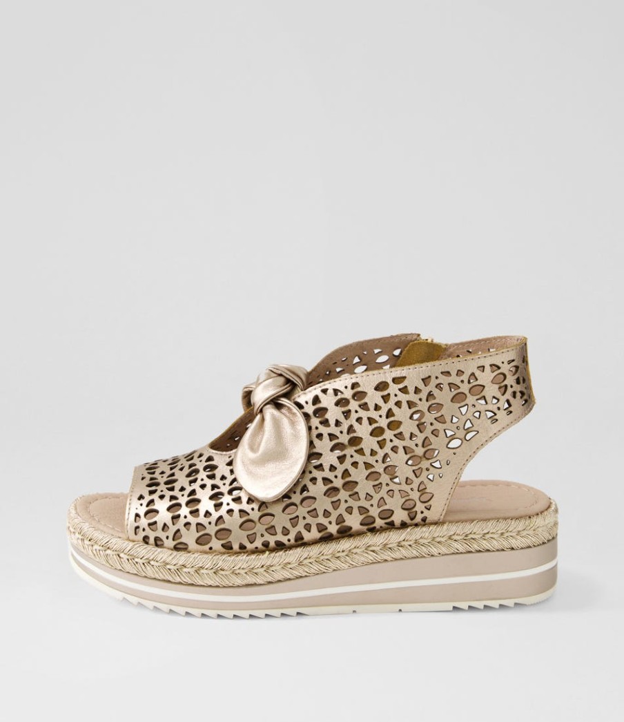 DJANGO & JULIETTE Altona Champagne Rope Leather Espadrilles | Espadrilles