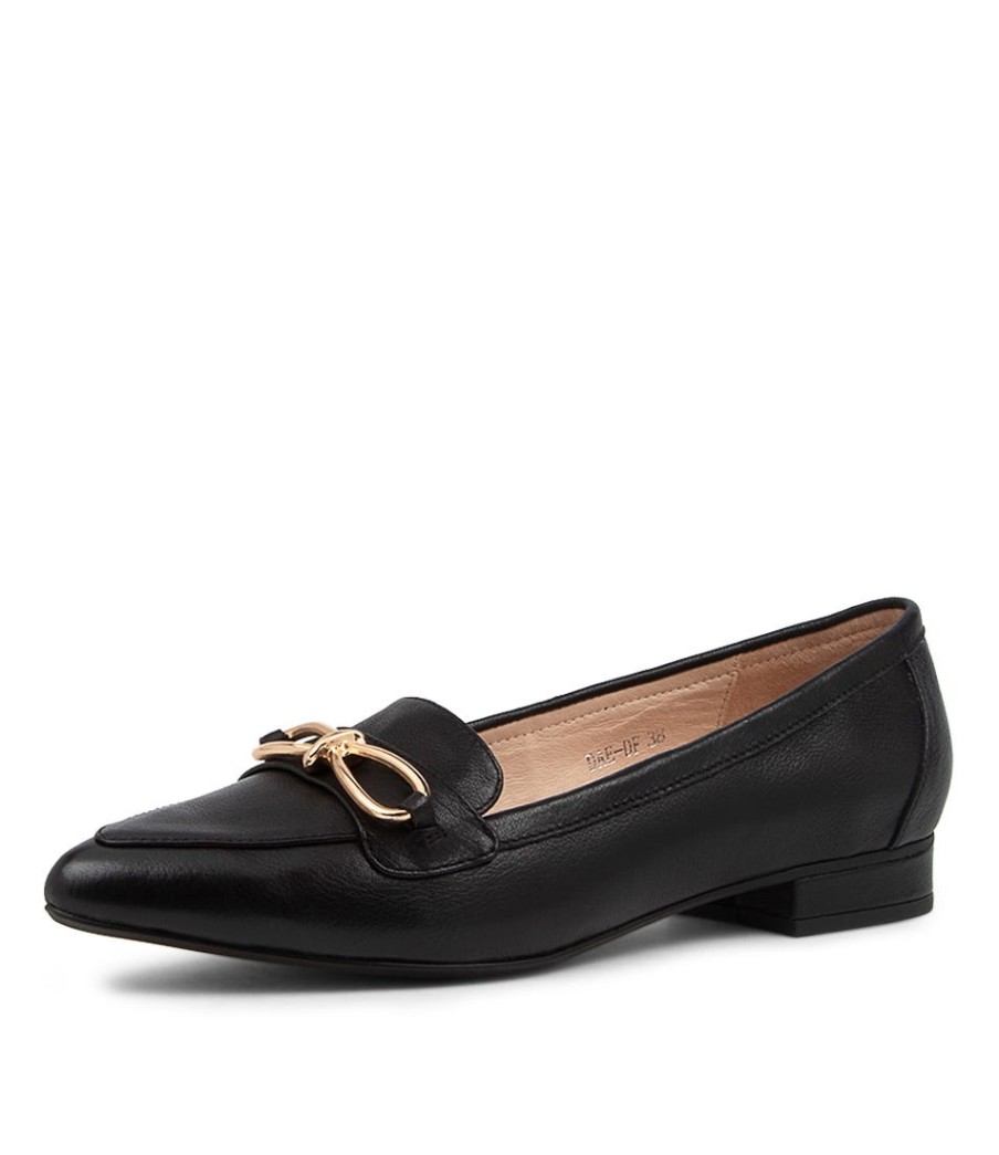 DIANA FERRARI Dae Black Leather Ballet Flats | Loafers