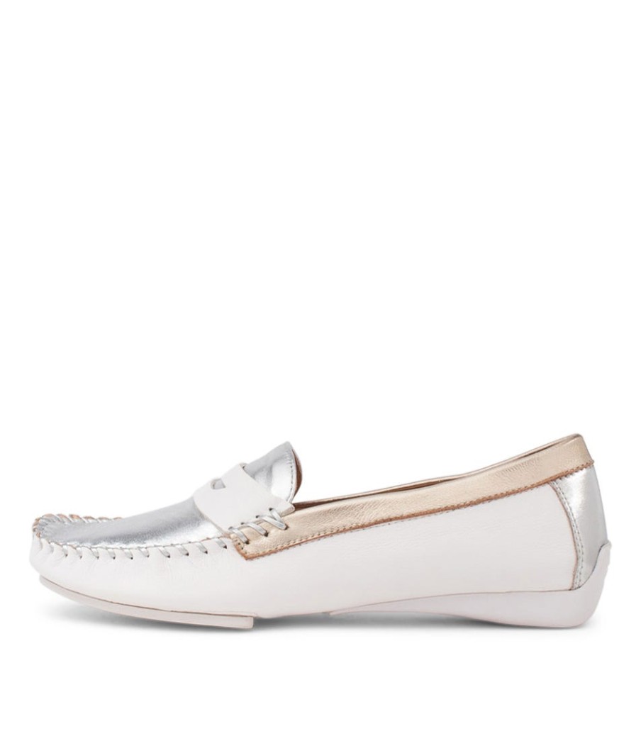 DJANGO & JULIETTE Leisa White Metallic Multi Loafers | Loafers