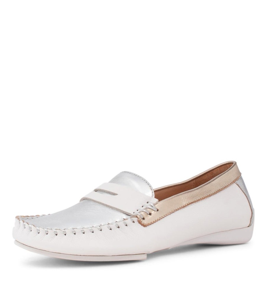 DJANGO & JULIETTE Leisa White Metallic Multi Loafers | Loafers