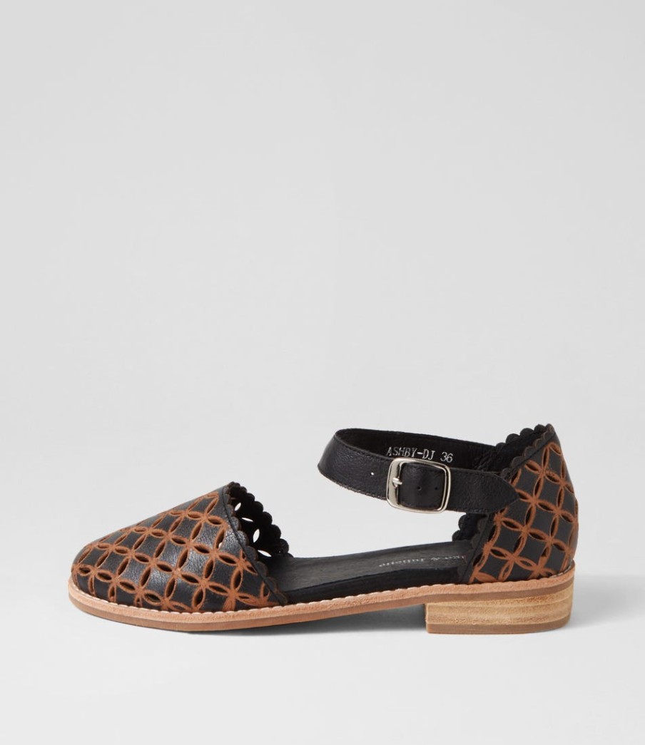 DJANGO & JULIETTE Ashby Black Tan Leather Mary Janes | Flats