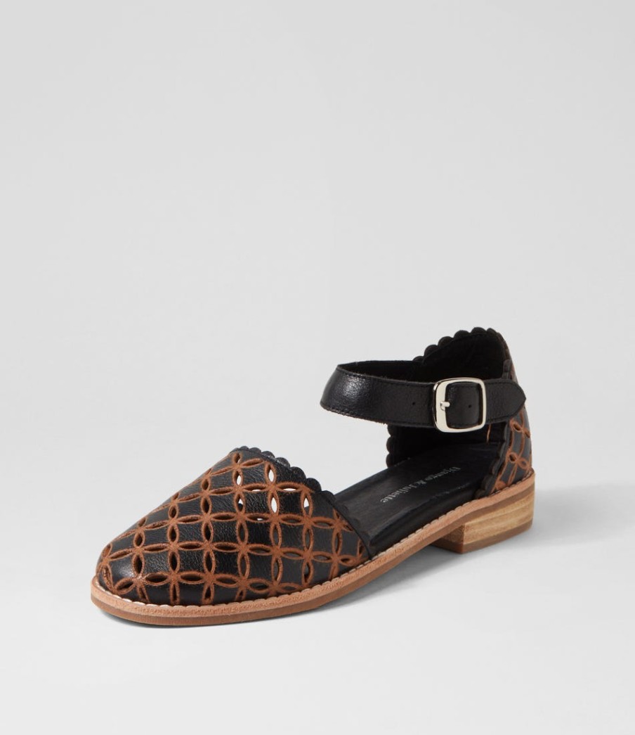 DJANGO & JULIETTE Ashby Black Tan Leather Mary Janes | Flats