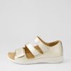 ZIERA Bardot Xw Pale Gold White Leather Sandals | Flats