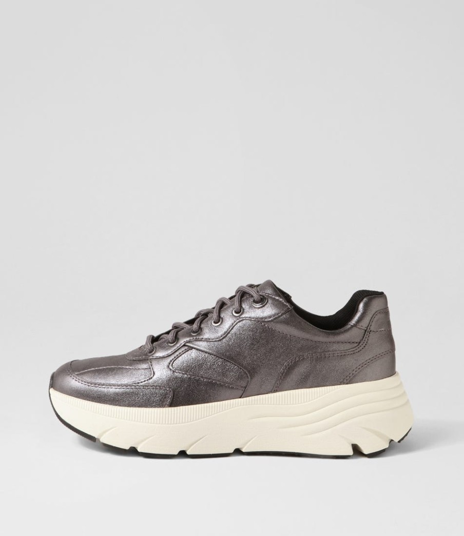 GEOX D Diamanta A Gun Leather Sneakers | Comfort