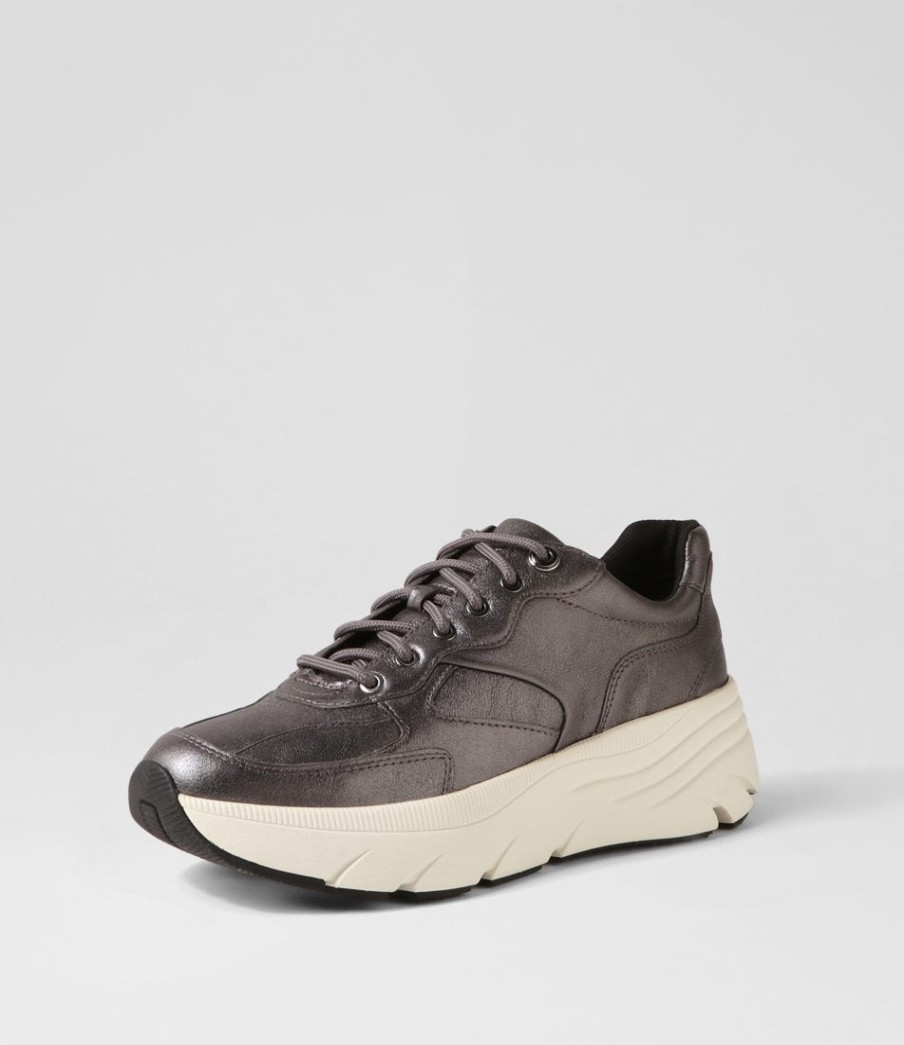 GEOX D Diamanta A Gun Leather Sneakers | Comfort