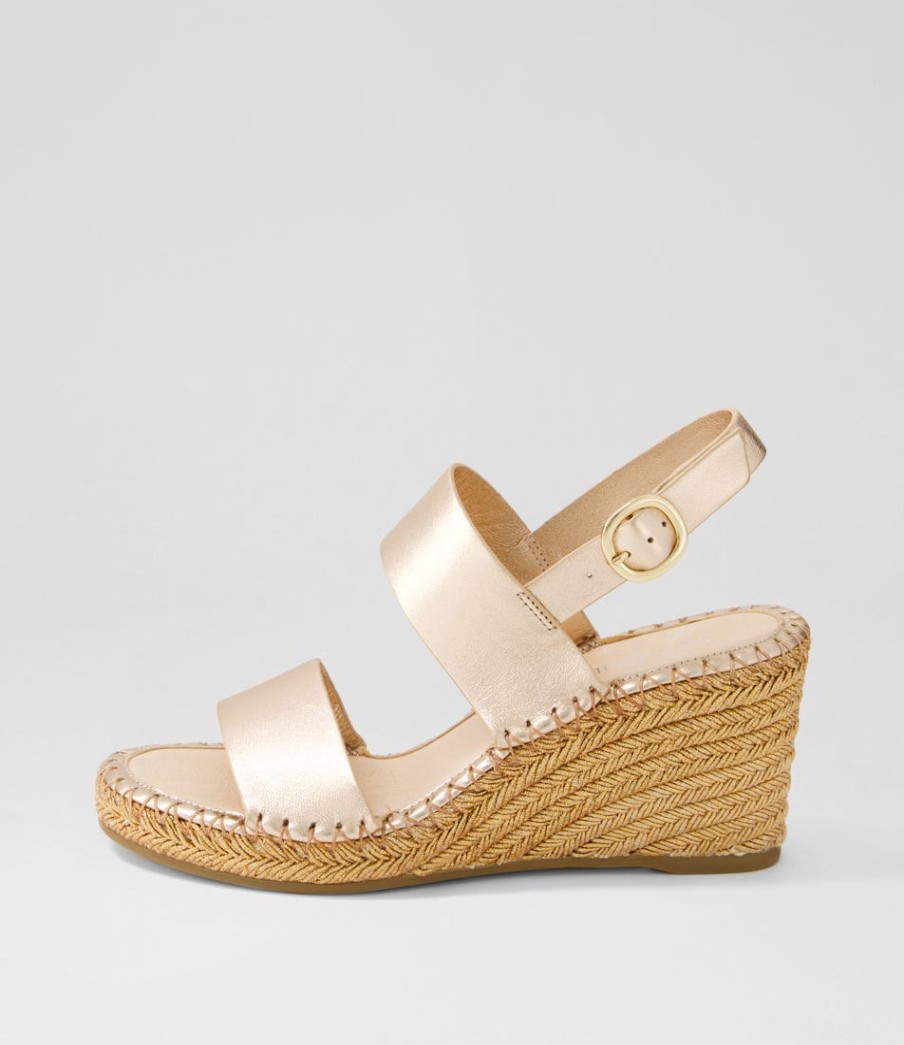 TOP END Gaga Rose Gold Rope Leather Sandals | Espadrilles