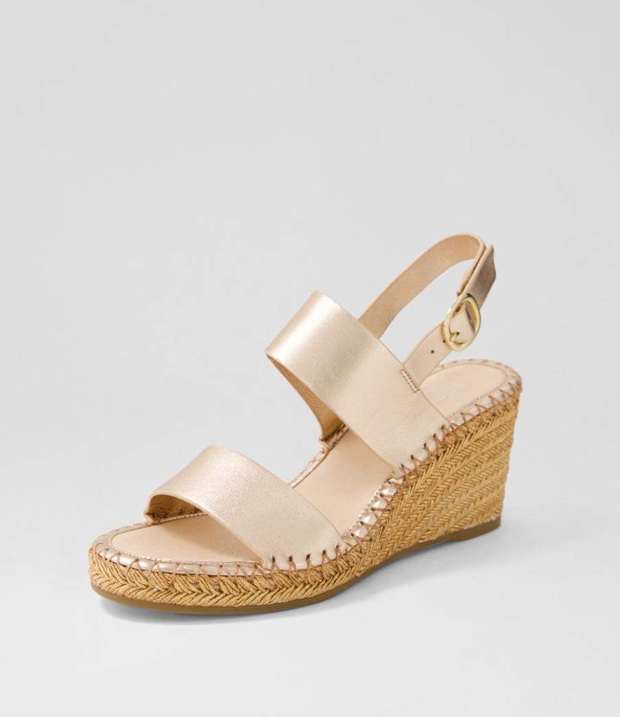 TOP END Gaga Rose Gold Rope Leather Sandals | Espadrilles