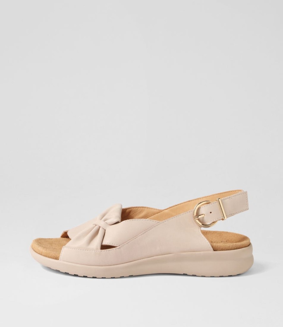 ZIERA Bari Xw Almond Leather Sandals | Wedges