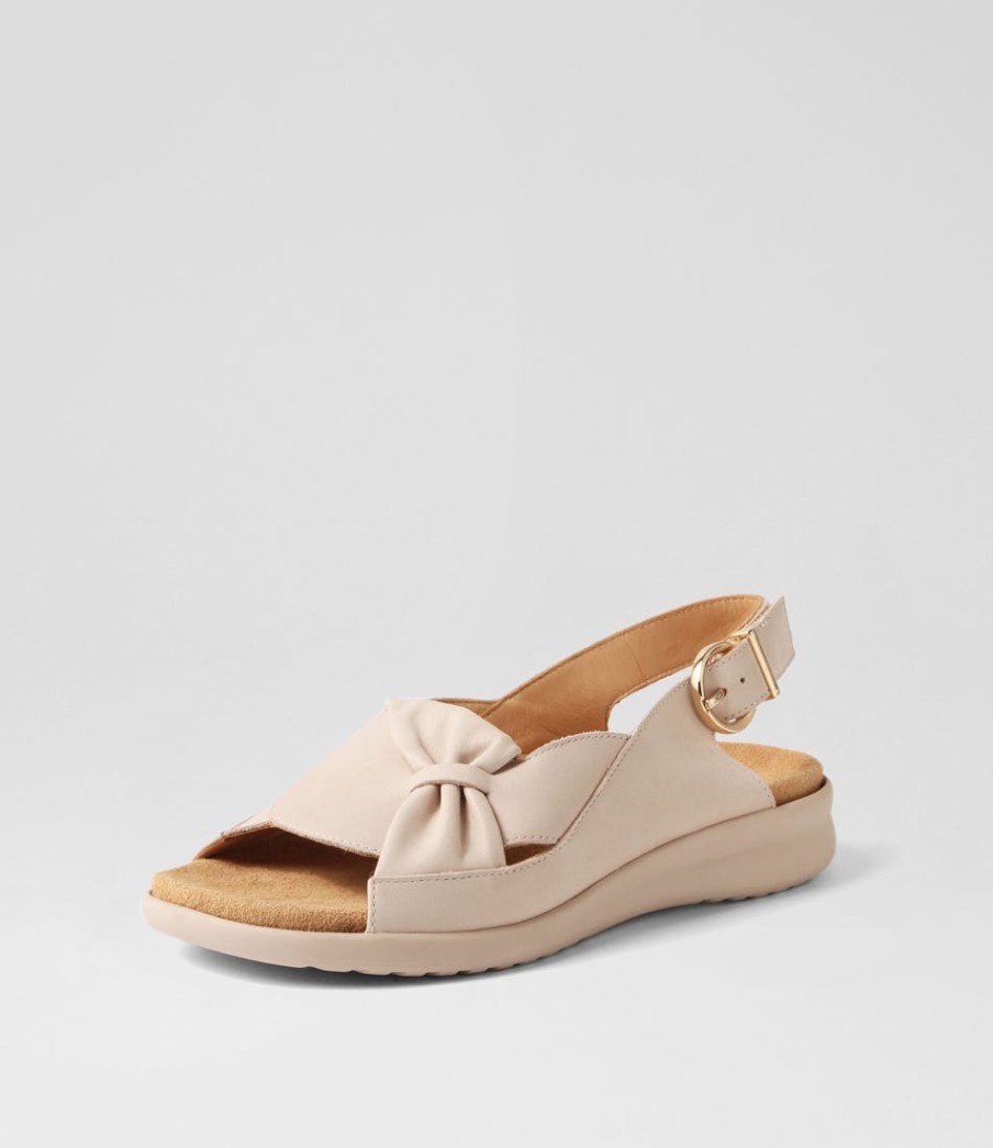 ZIERA Bari Xw Almond Leather Sandals | Wedges