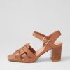 DJANGO & JULIETTE Hafsa Cognac Leather Sandals | Heels