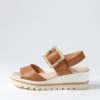 DJANGO & JULIETTE Wacie Dark Tan Leather Sandals | Wedges