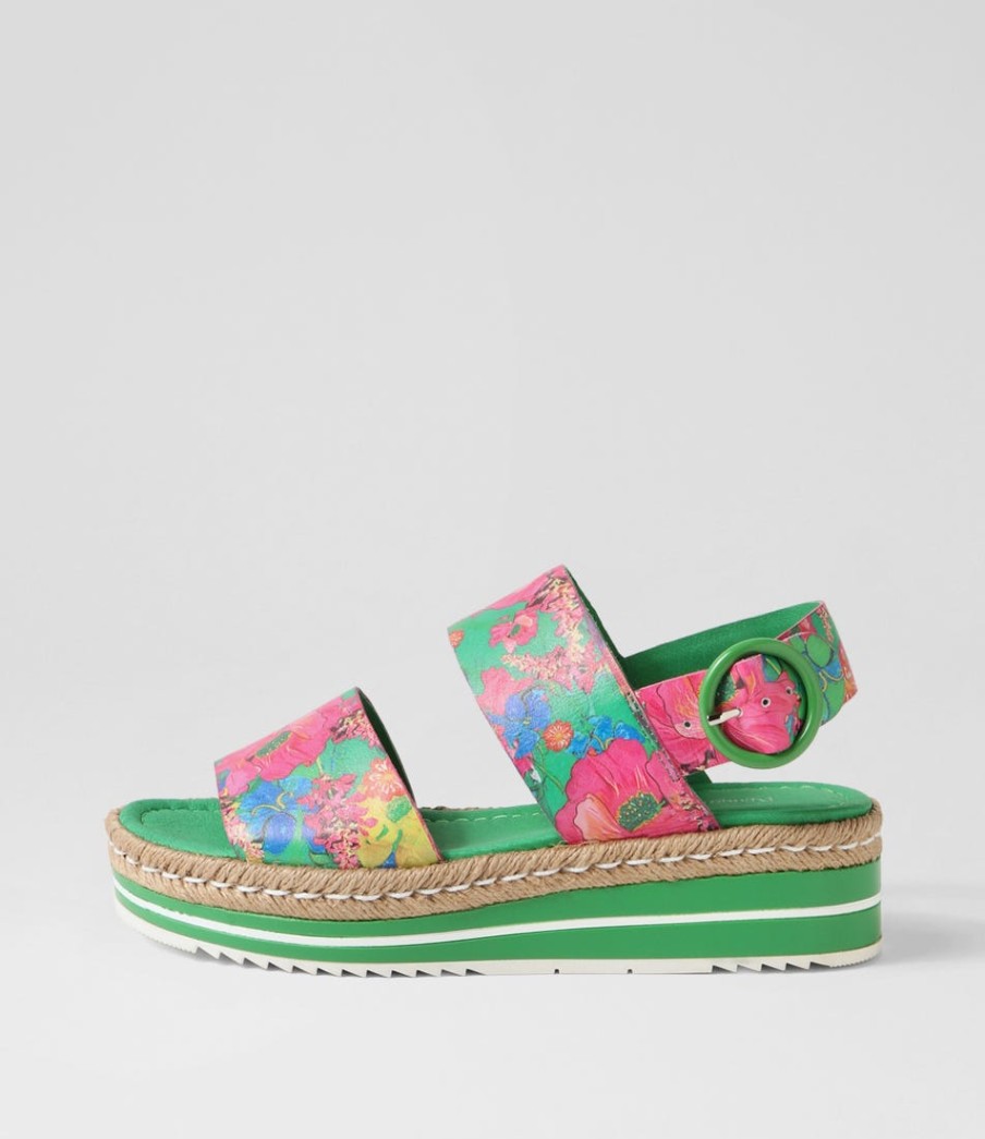 DJANGO & JULIETTE Atha Emerald Flowermania Leather Espadrilles | Espadrilles