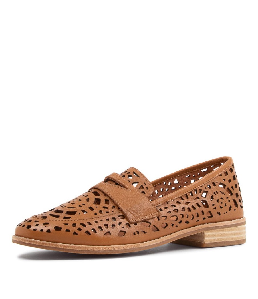 DJANGO & JULIETTE Addah Tan Leather Loafers | Loafers