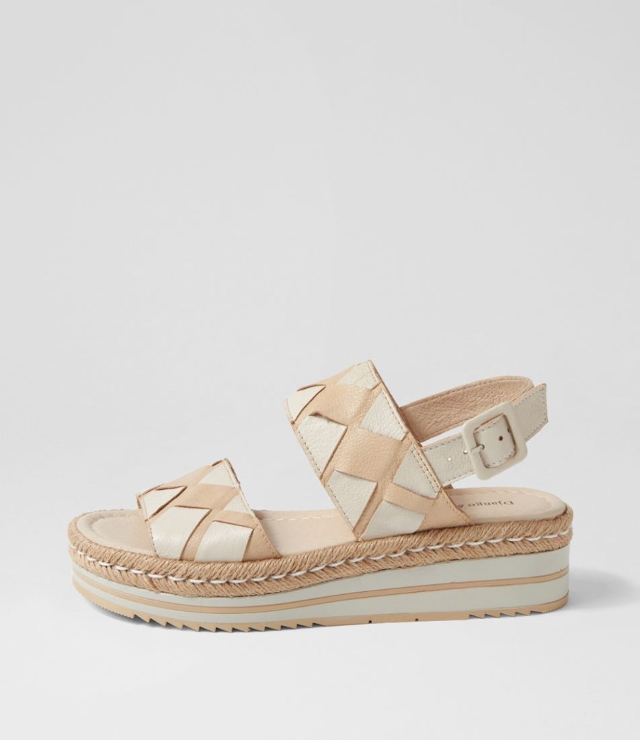 DJANGO & JULIETTE Acke Camel Almond Leather Sandals | Espadrilles