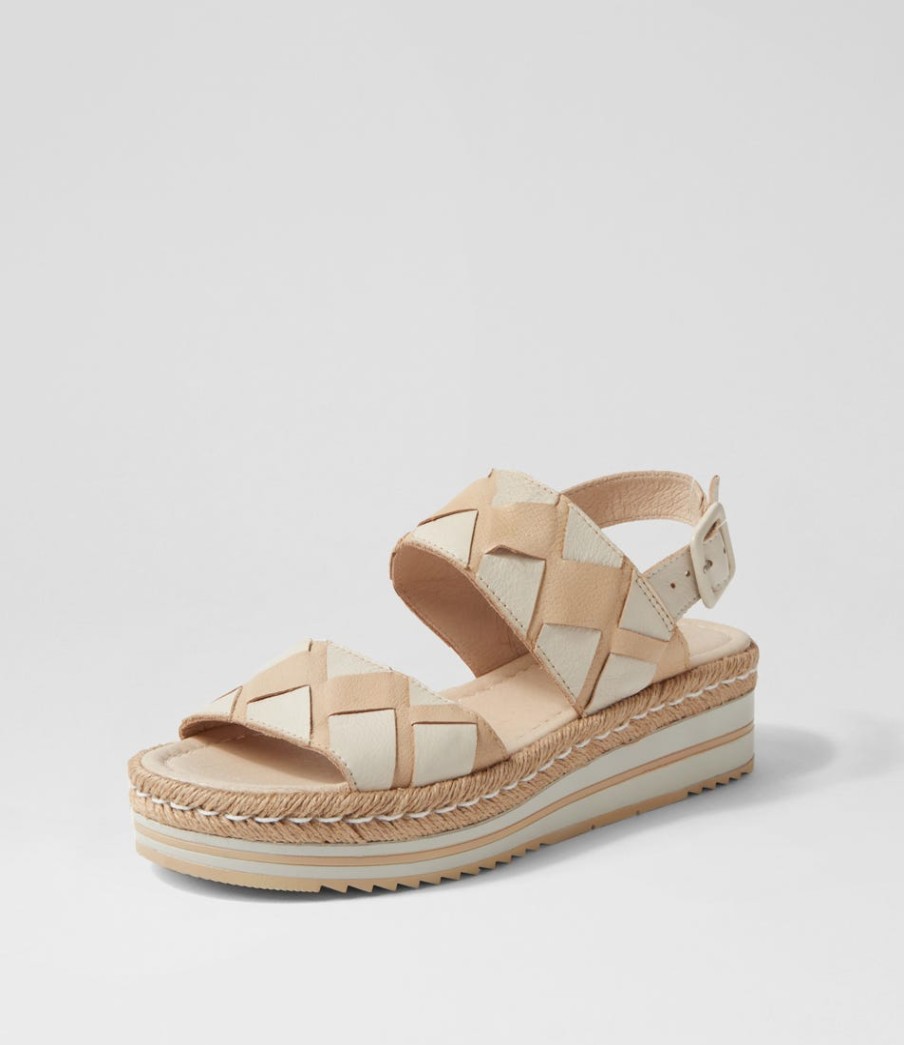 DJANGO & JULIETTE Acke Camel Almond Leather Sandals | Espadrilles