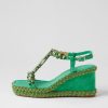 DJANGO & JULIETTE Vontey Light Emerald Suede Jewels Sandals | Wedges