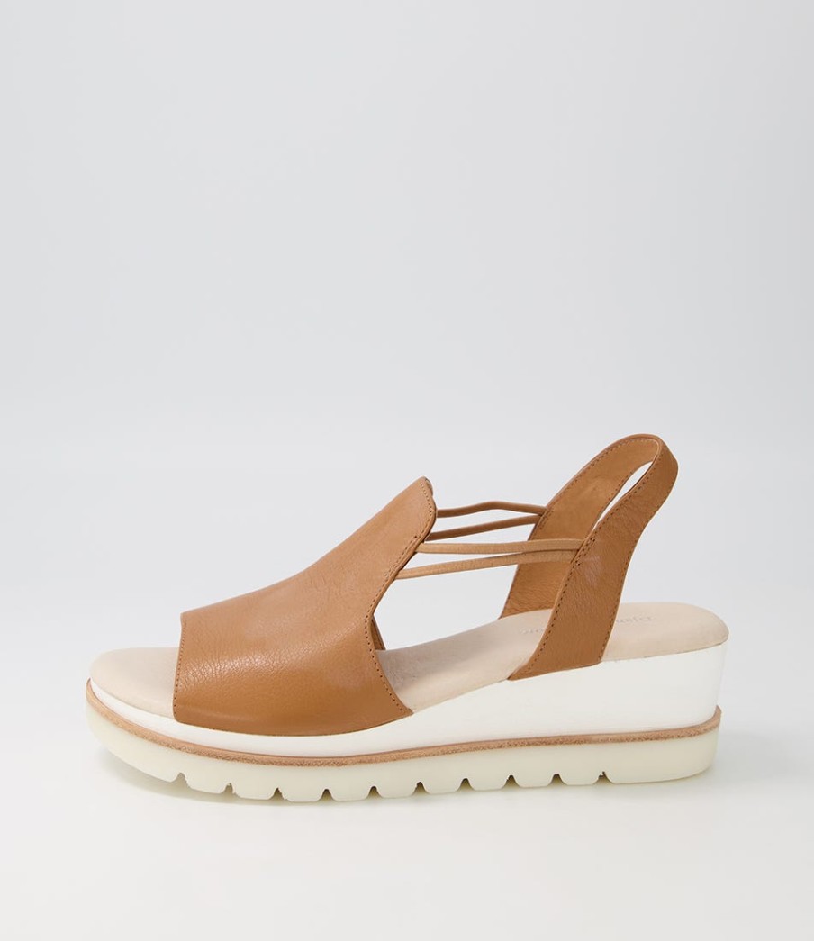 DJANGO & JULIETTE Wadmire Dark Tan Leather Sandals | Wedges