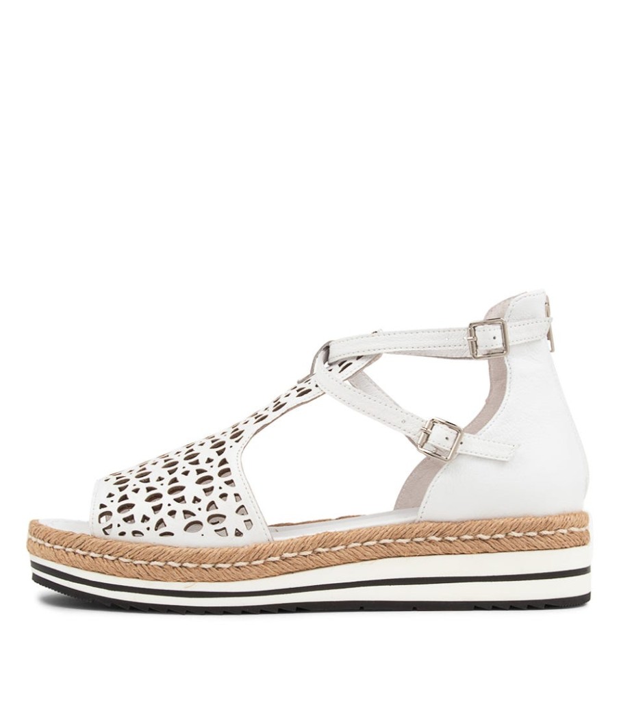 DJANGO & JULIETTE Accra Lrg White Leather Espadrilles | Espadrilles