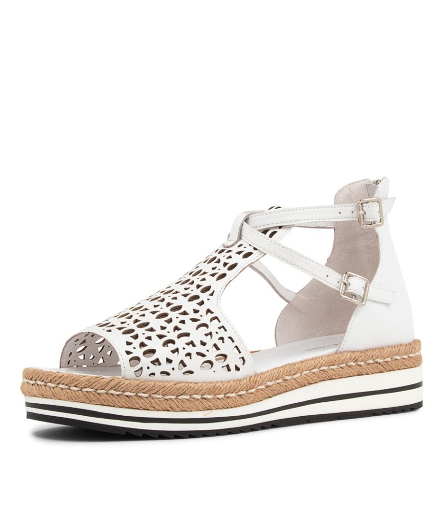 DJANGO & JULIETTE Accra Lrg White Leather Espadrilles | Espadrilles