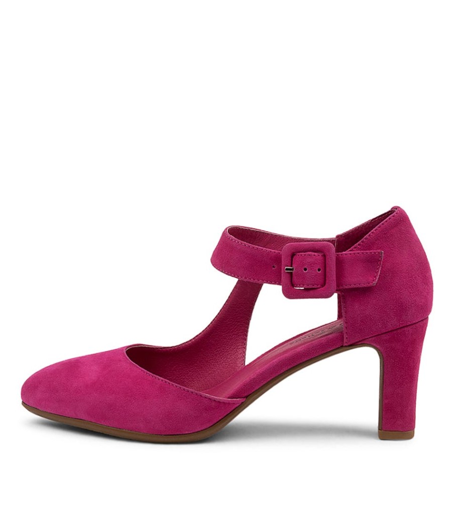 DJANGO & JULIETTE Trinities Dark Fuchsia Suede Heels | Heels