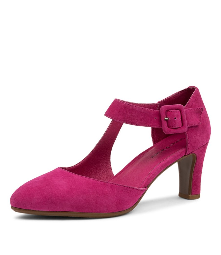 DJANGO & JULIETTE Trinities Dark Fuchsia Suede Heels | Heels