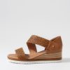 DJANGO & JULIETTE Ide Dark Tan Weave Leather Sandals | Espadrilles