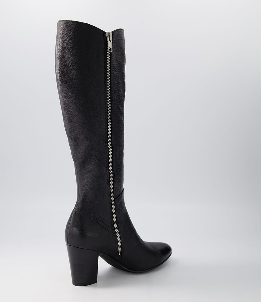 DJANGO & JULIETTE Lonson Black Leather Knee High Boots | Boots