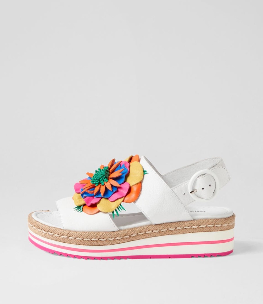 DJANGO & JULIETTE Amare White Bright Multi Leather Espadrilles | Espadrilles