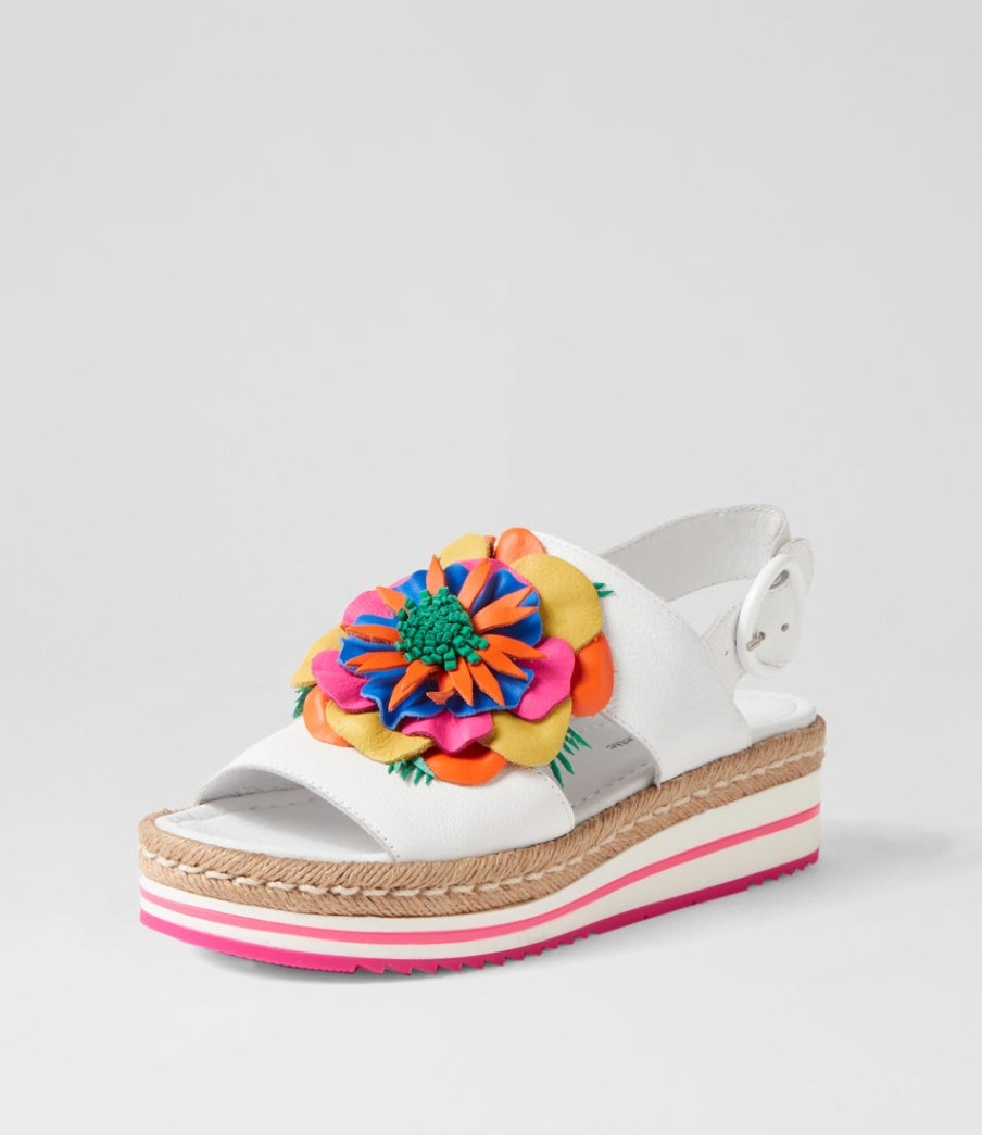 DJANGO & JULIETTE Amare White Bright Multi Leather Espadrilles | Espadrilles