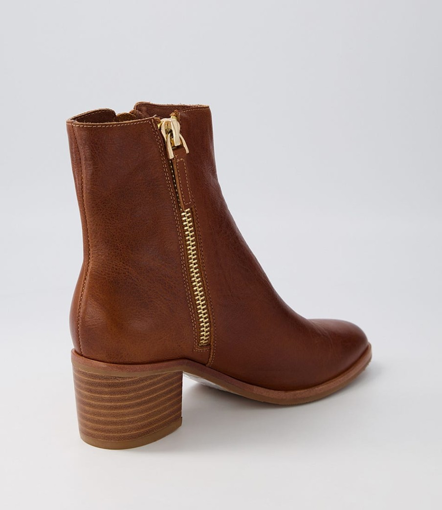 DJANGO & JULIETTE Dorete Tan Natural Heel Leather Ankle Boots | Boots