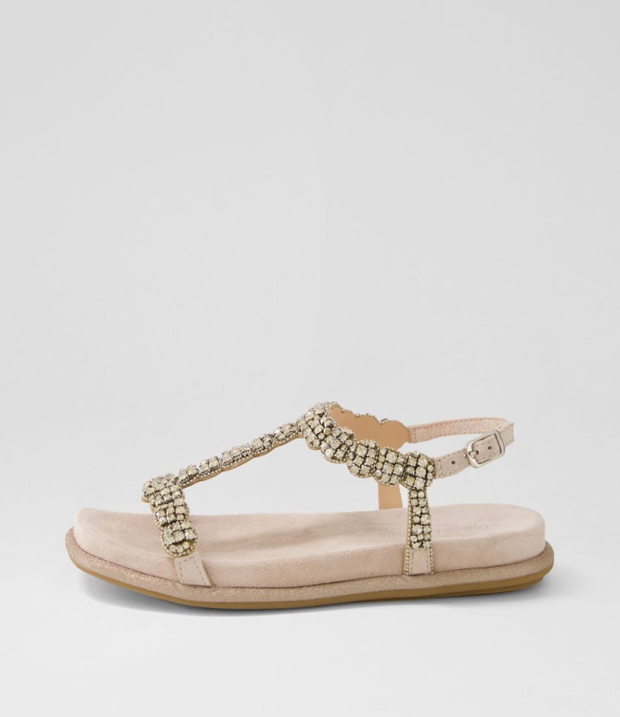 DJANGO & JULIETTE Yori Nude Suede Jewels Sandals | Flats