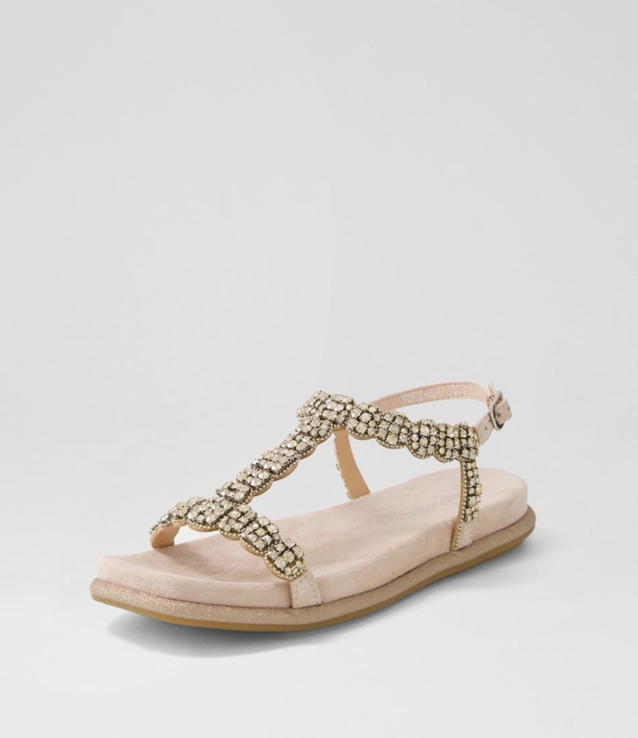 DJANGO & JULIETTE Yori Nude Suede Jewels Sandals | Flats