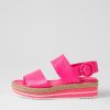 DJANGO & JULIETTE Atha Hot Pink Leather Espadrilles | Espadrilles