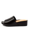 ZIERA Marcy W Black Leather | Wedges