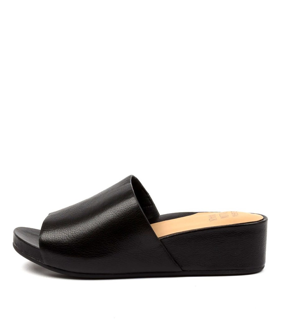 ZIERA Marcy W Black Leather | Wedges