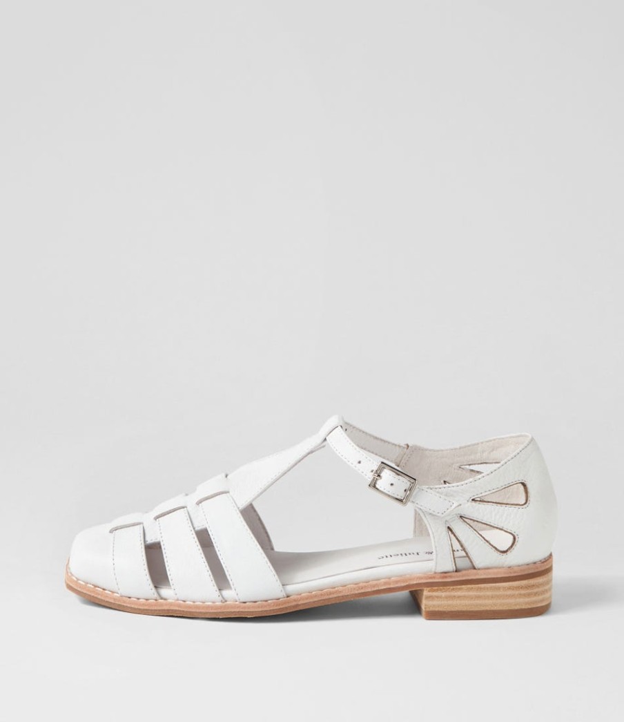 DJANGO & JULIETTE Acely White Leather Flat Shoes | Flats