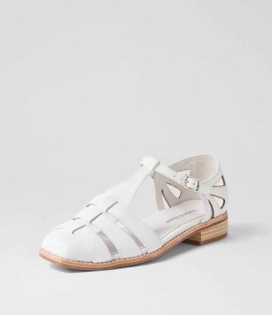 DJANGO & JULIETTE Acely White Leather Flat Shoes | Flats