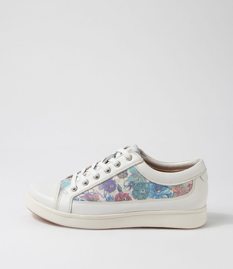 ZIERA Danni Xf White Bouquet Leather Sneakers | Comfort