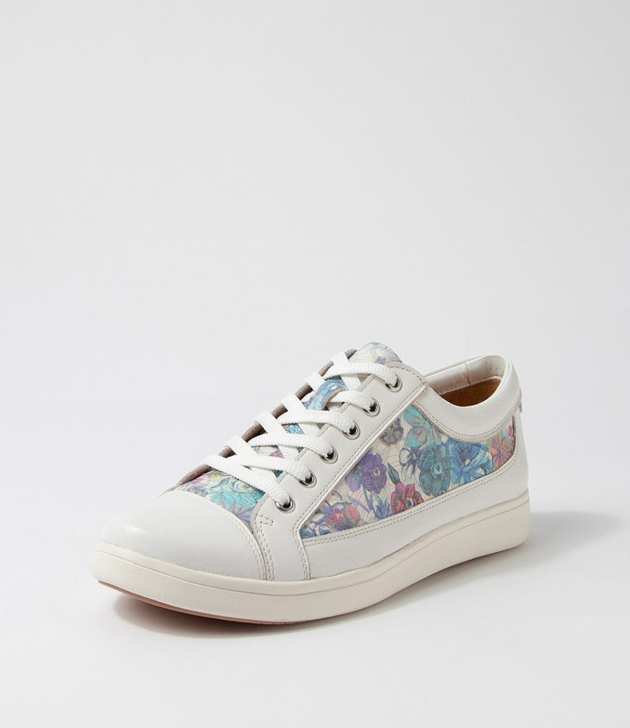 ZIERA Danni Xf White Bouquet Leather Sneakers | Comfort