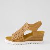 ZIERA Perynn W Tan Leather Sandals | Wedges