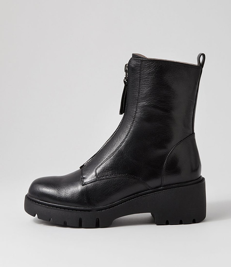 DJANGO & JULIETTE Uruba Black Leather Ankle Boots | Boots